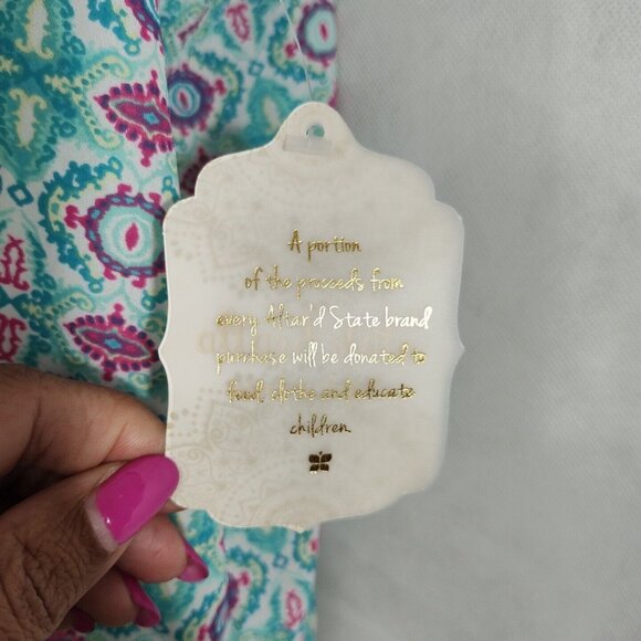 Altard State Blue-Green Printed Tank Top Racerback Bow Women Size M NEW - Picture 3 of 8